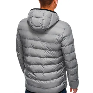 Ombre Herren Winterjacke mit Kapuze vorne Reißverschluss und Taschen Leichte und Bequeme Jacke Perfekt fur Herbst/ Winter 6 Farben S-XXL - Grau