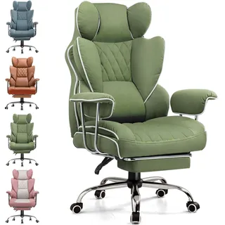 GTPLAYER Gaming Stuhl, Gamer Stuhl, Ergonomischer Bürostuhl mit Fußstütze verstellbare Lenden und Kopfkissen, Gaming Chair Gepolstert, Gaming Sessel - Grün