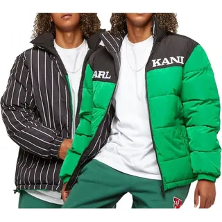 Karl Kani Herren Wendejacke Retro Block Reversible Puffer Jacket 6076822 L - Weiß, Schwarz, Grün