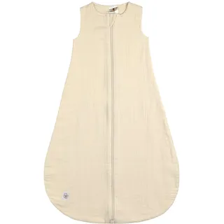 LÄSSIG Baby Sommerschlafsack ohne Ärmel Musselin Baumwolle GOTS zertifiziert/Muslin Baby Sleeping Bag GOTS vanilla, 74/80