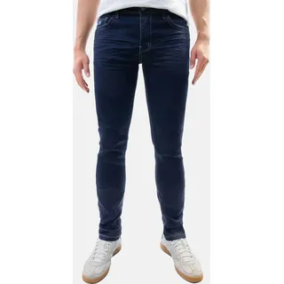 Jaylvis Feine Jeans Twill Denim mit Design-Falten und Kontrastnähten Größe: 31W - Dunkelblau