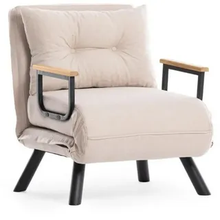 Calicosy Sessel mit Stoffbezug und Metallfüßen, umwandelbar 67/50/41 cm , Beige , 50x41x67 cm , Wohnzimmer, Sofas & Couches, Schlafsofas, Schlafsessel