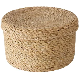 Ambia Home Korb , Naturfarben , Naturmaterialien , rund , 14 cm , Deckel , Ordnen & Aufbewahren, Körbe, Dekokörbe