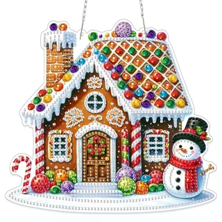 NAIMOER Ingeberhaus Diamond Painting Fensterbilder Beidseitige, Diamond Painting Anhänger Weihnachtsbaum mit Kette, Diamant Malerei Bilder Kristall Fensterbilder für Geschenk Wand Dekoration