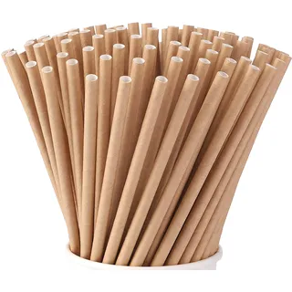 ALINK Papierstrohhalme 100 Stück - Trinkhalme Papier Dauerhaft Recycling - Cocktail Strohhalme Papier Kraft - Paper Straws - Strohhalm Einweg - Strohalme