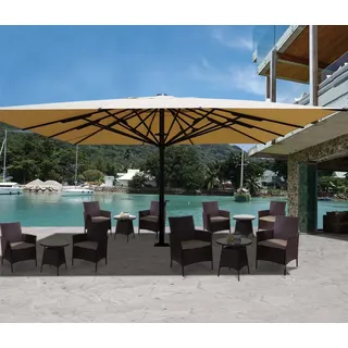 Gastronomie-Luxus-Sonnenschirm HWC-D20, XXL-Schirm Marktschirm, 5x5m (Ø7,2m) Polyester/Alu 90kg  creme - Beige