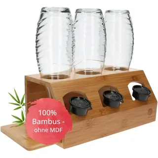 TAKE® SodaStream Flaschenhalter I100% Bambus I Abtropfgestell Flaschen-Ständer I Flaschen Abtropfständer I alle Soda Stream Modelle I Soda Flaschenhalter SodaStream Duo I Sodastream Zubehör
