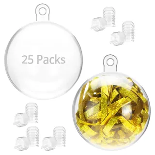 QWORK® 25 Stück Kunststoffkugel Transparent, Ø 4 cm Weihnachtskugeln, Plastikkugeln Zum Befüllen