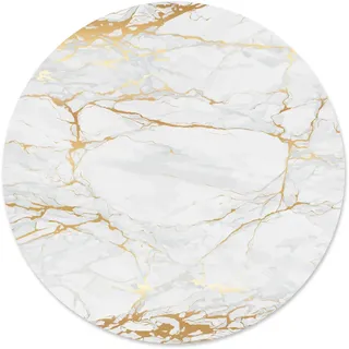 younikat Mauspad Marmor-Optik I Ø 22 cm rund I Mousepad in Gold weiß grau I Standard-Größe, rutschfest I schlicht modern I Stein-Optik Granit I dv611