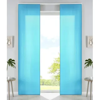 Gardinenbox Schiebegardine Klettband 245 x 60 cm Türkis 2 St.