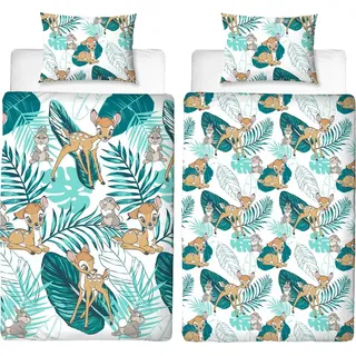 Disney - wendbar Bettwäsche TC106 (Einzelbett) (Weiß/Grün/Braun) - Weiß
