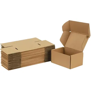 Giftgarden 20 Stück Stabile Versandkartons mit Deckel, 153x102x76 mm Karton - Kleine Faltkartons aus Wellpappe für Post-, Kurier- und Geschenkversand, Verpackungen, Mailings und Unternehmen, Braun