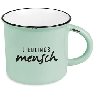 Kaffeetasse vintage| Keramik Becher zum verschenken | 400 ml | Lieblingsmensch, Weiß