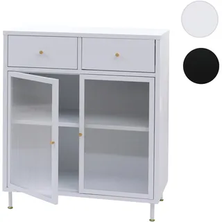 Kommode HWC-O87, Schrank Sideboard Highboard, Staufächer Schubladen Industrial Metall Schilfglas 96x
