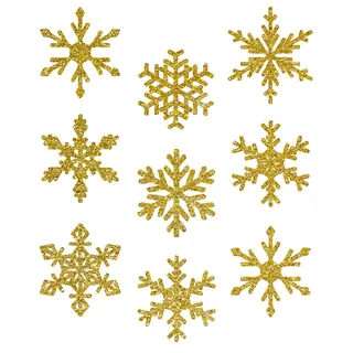 AVERY Zweckform 9 Fensterbilder Weihnachten Schneeflocken gold (Made in Germany, selbstklebende Fenstersticker, Weihnachtsdeko Fenster, Fensterfolie ablösbar) 1 Bogen/9 Fensteraufkleber, 52950
