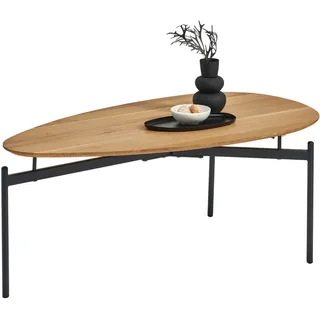 Novel Couchtisch , Schwarz, Eichefarben , Holz , Eiche , massiv , oval , Flachrohr , 60x42x110 cm , Holzmöbel, Holztische, Wohnzimmertische Holz, Couchtische Holz