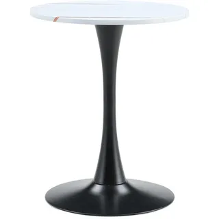 Oxeza Esstisch kleiner runder 60/60/72 cm Weiß mit schwarzen Metallbeinen , Holz , Mode , Rund,Rund , 60x72x60 cm , Esszimmer, Esstische