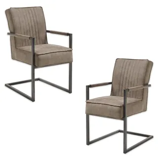 Stella Trading Freischwinger Linda Mikrofaser grau 2er Set