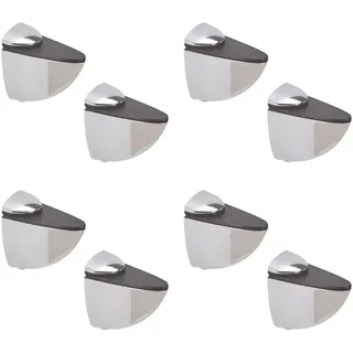 HOOZ 8x Regal-Halter Glasbodenträger verchromt - Stabile Regalhalterung für Glas- und Holzböden - inkl. Montagematerial - Wandkonsole aus Metall - Regalträger in verschiedenen Größen (S)