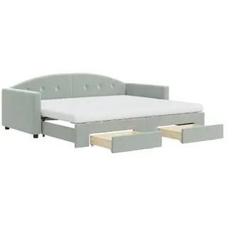 vidaXL Tagesbett Ausziehbar mit Schubladen Hellgrau 90x200 cm Samt - Grau
