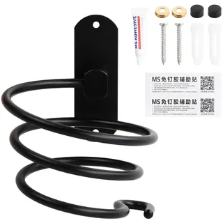 Ehuihuan Kabelhalter Haartrockner, Haartrocknerhalter Kabelhalter, Hair Dryer Holder Wall, Haartrockner Halterung Ohne Bohren, Föhn Halterung, Föhnhalter Wand for Hairdresser Shop, Room (Schwarz)