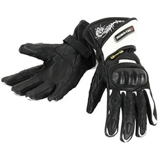 RIDER-TEC Handschuhe Moto Zwischensaison Damen Leder rt4300-bw, schwarz/weiß, Größe XL