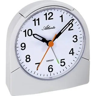 Atlanta 1997/0 Wecker Quarz analog weiß leise ohne Ticken mit Licht - Weiß
