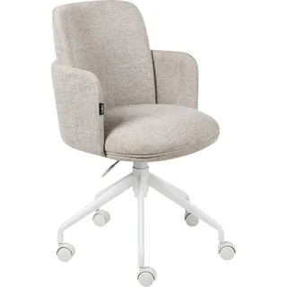 BELIANI Bürostuhl mit Stoffbezug drehbar sitzhöhenverstellbar beige - Beige, Weiß