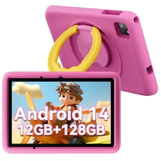 Blackview TabA6Kids Kinder Tablet Android 14 ,12GB RAM+128GB ROM(1TB TF) Octa Core Tablet für Kinder, 10 Zoll HD 1280*800, Widevine L1, 5100mAh - Rosa