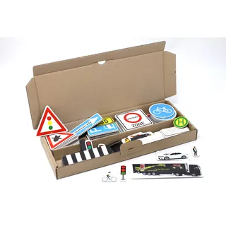 WISSNER® Magnetische Verkehrszeichen - 124-Teiliges Straßenschilder-Lernset für Kinder aus MAG-Pap, Made in Germany, Spiel-Verkehrsschilder für Kinder