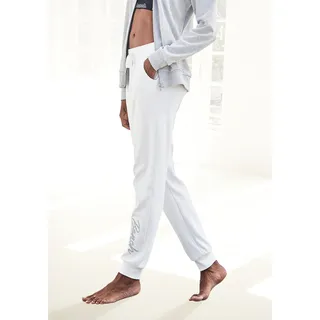 Relaxhose BENCH. LOUNGEWEAR, Damen, Gr. 44/46, N-Gr, beige (ecru), Interlock, Obermaterial: 100% Baumwolle, unifarben, bequem lang, Hosen Relaxhose, mit glänzender Logostickerei, Loungeanzug, Topseller