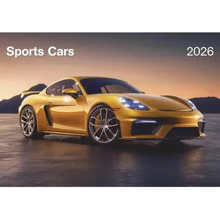 n neumannverlage N Neumann - Sports Cars Kalender 2026 – Wandkalender DIN A3 (ca. 42×30 cm) mit 12 Luxusauto-Motiven, 4-sprachigem Kalendarium & Spiralbindung, exklusiver Bildkalender für PS- & Sportwagenfans