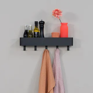 Spinder Design Garderobenhaken »Multi 5« 2-in-1 Wandregal + Garderobe, schwarz
