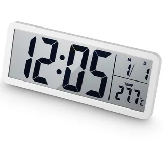 Digitale Wanduhr, funkuhr digital, 13" LCD Display, 24/12-Stunden, Wanduhr Digitaluhr, Batterie- und USB-Stromversorgung, Temperatur, Datum, Wanduhren für Wohnzimmer, Schlafzimmer, Küche for ältere