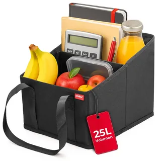 achilles Beifahrer-Organizer, Rücksitz-Box, Autositz-Tasche, Vordersitz-Faltkorb, Autotasche, 31x25x25cm,Schwarz