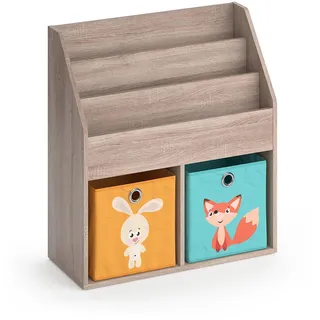 Vicco Kinderregal Luigi Sonoma 72 x 79 cm mit 2 Faltboxen opt.1 , Holzwerkstoff , 5 Fächer , Rechteckig , 72x79x30.7 cm , Babymöbel & Kindermöbel, Babyzimmer, Babyregale & Kinderregale