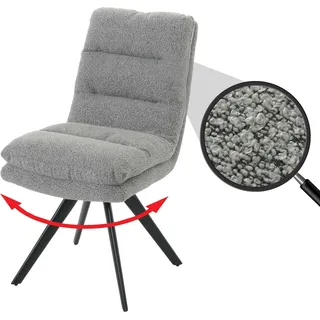 Esszimmerstuhl HWC-G66, Küchenstuhl Stuhl, drehbar Auto-Position Stoff/Textil Bouclé MVG hellgrau - Grau