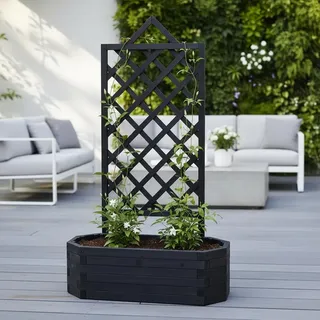 Spalier mit Blumenkasten Rankgitter Rosengitter Rankhilfe Rankkasten schwarz - Schwarz