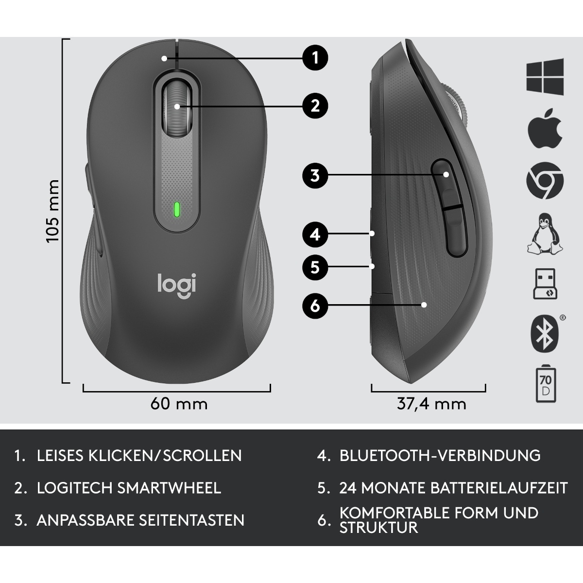 Bild von Signature MK650 Combo for Business Graphite, Logi Bolt, USB/Bluetooth, DE (920-010994)