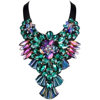 EVER FAITH Kostüm Statement Kragen Halskette, Grün Strass Kristall Vintage Chunky Halskette für Damen Mädchen