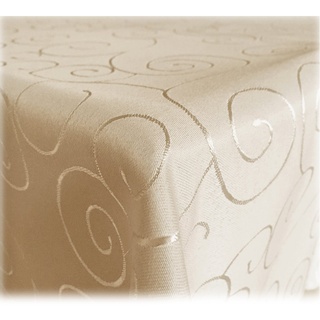 JEMIDI Tischdecke Ornamente Seidenglanz Edel Tisch Decke Tafeldecke 31 Größen und 7 Farben Creme Oval 130x360