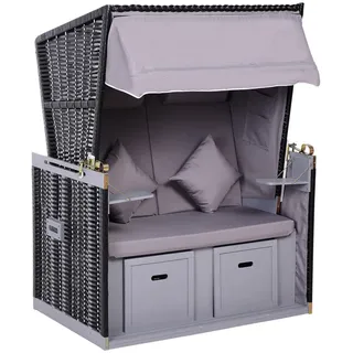 Outsunny Gartenliege PE Rattan Grau 118 x 79 x 50 cm , Kunststoff , 79x150x118 cm , Gartenmöbel, Gartenschaukeln, Strandkörbe