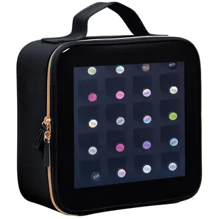 YAHOURWAT Durchsichtig Nagellack Organizer Tasche Kleine halten 42 Flaschen (15 ml / 0,51 floz) PU Leder Tragbare mit Nagellacktasche Abnehmbarer Trennung,Schwarz