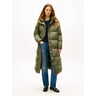 Daunenmantel TOMMY HILFIGER "MODERN DOWN REG MAXI COAT", Damen, Gr. L (40), grün (utility olive), Steppware, Obermaterial: 100% Polyester. Füllung: 90% Daunen, 10% Federn, unifarben, kniebedeckend, Mäntel Daunenmantel, mit wärmenden Daunen gefüttert