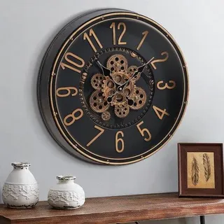Retro Wanduhr 20 Zoll Industrie Steampunk Dekoration Bronze Gold