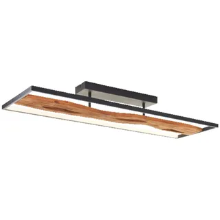 Lightbox LED Deckenlampe im Landhaus Stil | dimmbare Deckenleuchte für Wohnzimmer oder Schlafzimmer in warm-weiß mit 3000 K, 6600 Lumen | aus Aluminium/Metall/Holz in Schwarz/Braun