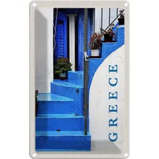 Blechschild 20x30 cm - Greece Griechenland blaue Treppen