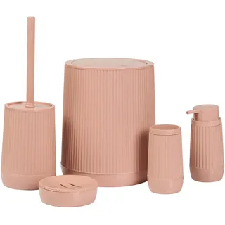 Novel Bad-Accessoire-Set , Rosa , Kunststoff , 5-teilig , Uni , 5 l , Bsci , Seifenspender mit Kunststoffpumpe , Badaccessoires, Seifenspender