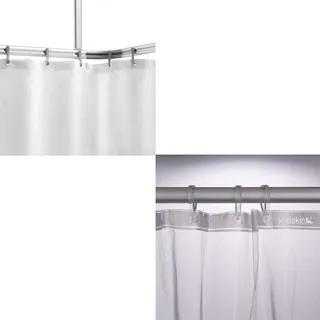 Sealskin Komplett Set Easy Roll Duschvorhangstange, Farbe: Weiß, Duschvorhanghalterung zur individuellen Montage auf Maß, Aluminium + Duschvorhang Clear, transparent, B x H: 180 x 200 cm