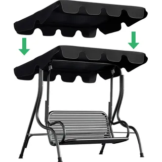 SWANEW Sonnendach ersatzdach Hollywoodschaukel Sitzer Winddicht Sonnenschutz 210x145cm Anthrazit - Schwarz